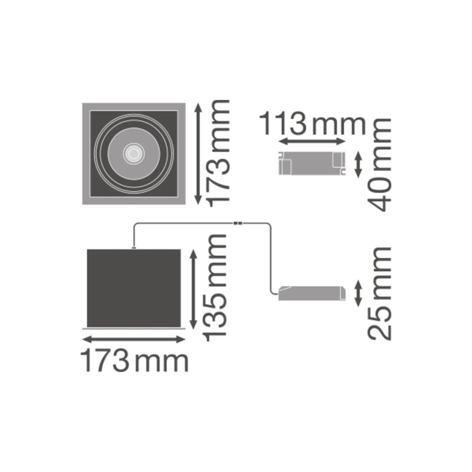 Ledvance LED Spot Fyrkant Multi Lutningsbar Svart-Vit 30W 2700lm 38D - 840 Kallvit | Utskärning 164mm