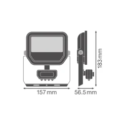 Ledvance LED Strålkastare Aluminium Svart 17W 2200lm 100D - 830 Varm Vit | IP65 - Rörelse- Och Ljussensor - Symmetrisk
