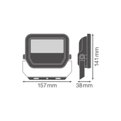 Ledvance LED Strålkastare Aluminium Svart 17W 2400lm 100D - 840 Kallvit | IP66 - Symmetrisk