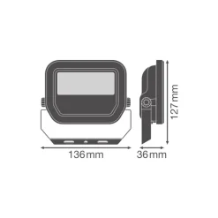 Ledvance LED Strålkastare Aluminium Vit 8W 1200lm 100D - 840 Kallvit | IP66 - Symmetrisk