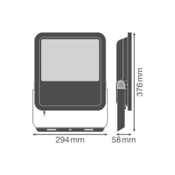 Ledvance LED Strålkastare Aluminium Svart 133W 20000lm 100D - 865 Dagsljus | IP66 - Symmetrisk