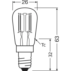 Ledvance Speciell LED E14 T26 Filament Klar 1.3W 110lm - 827 Extra Varm Vit | Ersättare 12W