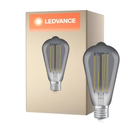 Ledvance Vintage 1906 LED E27 Edison Smoke 11W 500lm - 818 Extra Varm Vit | Dimbar - Ersättare 42W
