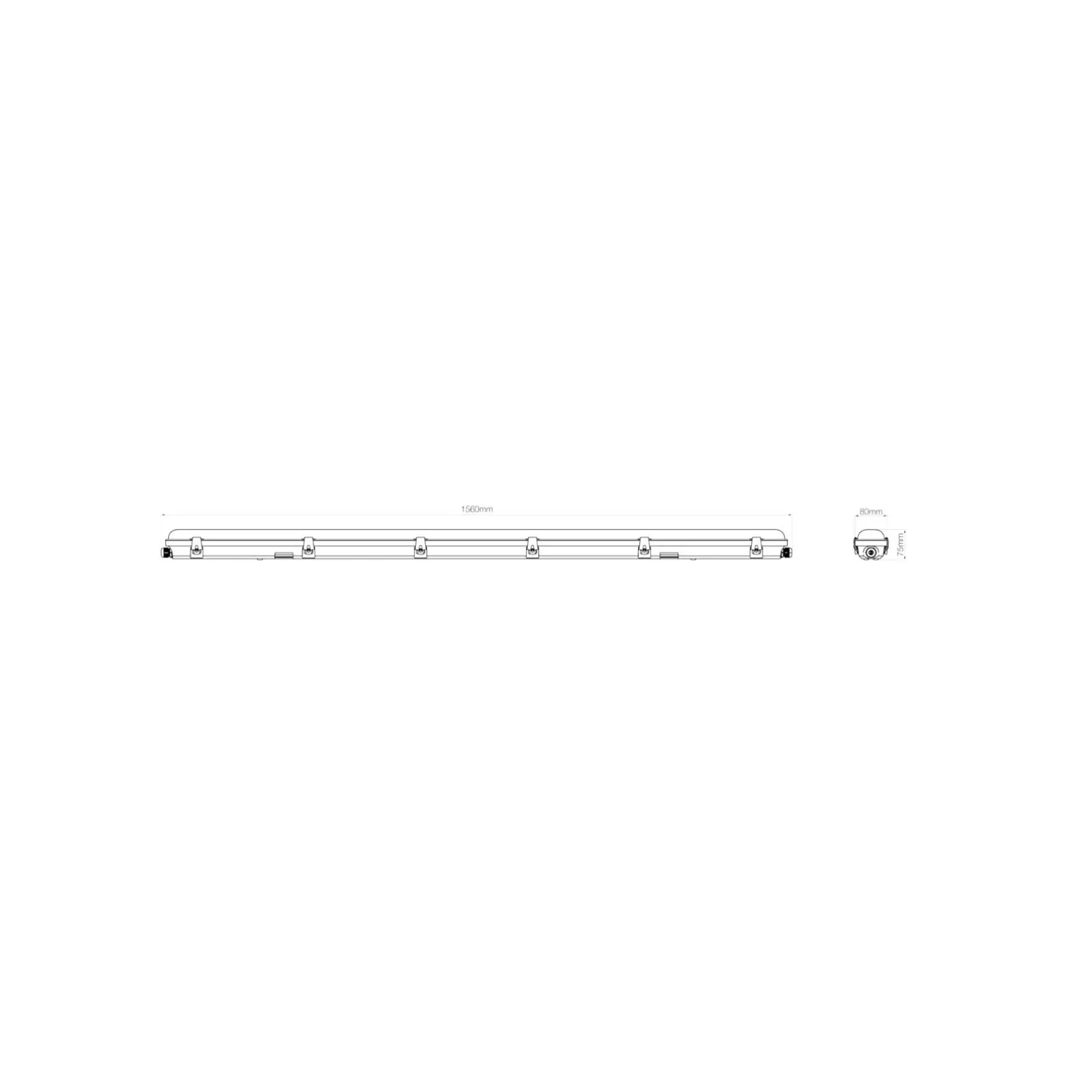 Noxion LED Allmänbruksarmatur Vattentät Poseidon V3.0 43W 5590/6020lm - 830-865 CCT | 150cm - Kabelgenomföring (5x2.5mm2) - Rörelse- Och Ljussensor