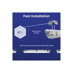 Noxion LED Allmänbruksarmatur Vattentät Poseidon V3.0 19-33W 2340/4200lm - 830-865 CCT | 120cm - Kabelgenomföring (5x2.5mm2) - 3 Timmar Nödbelysning