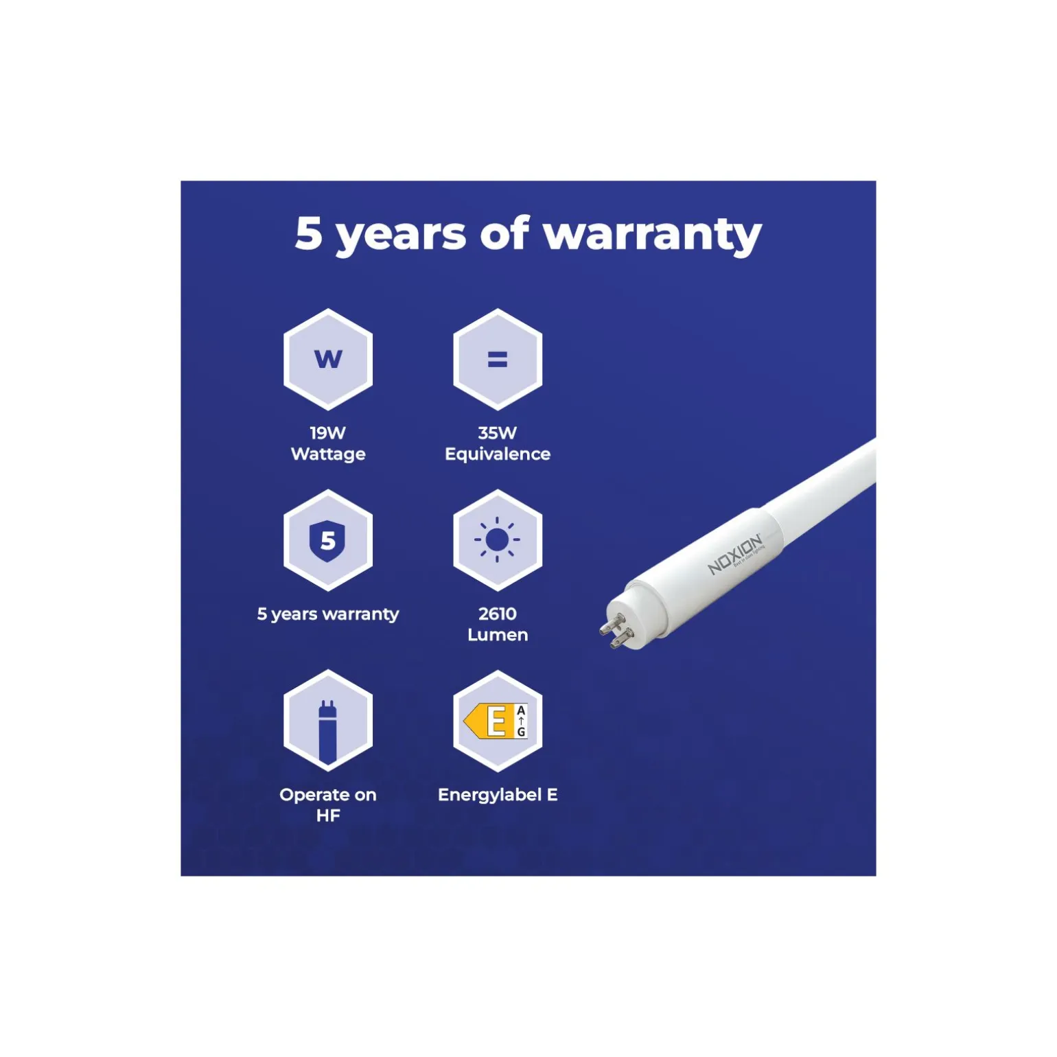 Noxion LED Rör T5 Avant Extreme (HF) High Efficiency 19W 2610lm - 830 Varm Vit | 145cm - Ersättare 35W