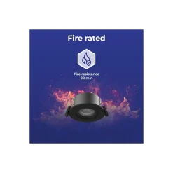Noxion LED Spot Ares Firerated 6W 540lm 927-940 3CCT- Lutningsbar Svart| Utskärning 68mm