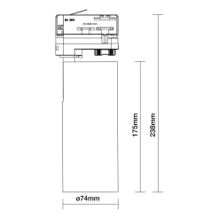 Noxion LED Spårbelysning 3-Fas Ecowhite Aluminium Vit 20W 1970lm 36D - 830 Varm Vit | UGR <19