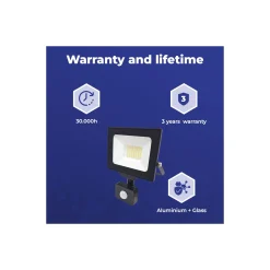 Noxion LED Strålkastare Beamy G3.1 Svart 20W 2200lm 100D - 840 Kallvit | IP44 - Rörelse- och Ljussensor - Symmetrisk