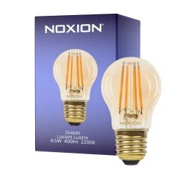 Noxion Lucent Lustre LED E27 Filament Ambar 4.5W 400lm - 822 Extra Varm Vit | Dimbar - Ersättare 35W