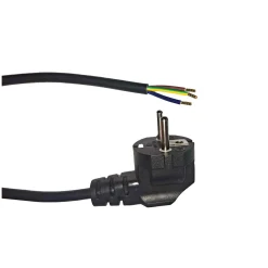 Noxion Power Strömkabel Svart - Schuko Europlug + Öppna ändar - 2m - 3 pole 0,75mm2