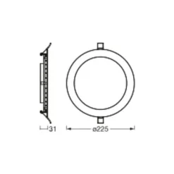 Osram LED Downlight Recess Slim Vit 22W 2000lm 110D - 865 Dagsljus | Utskärning 200mm - IP20