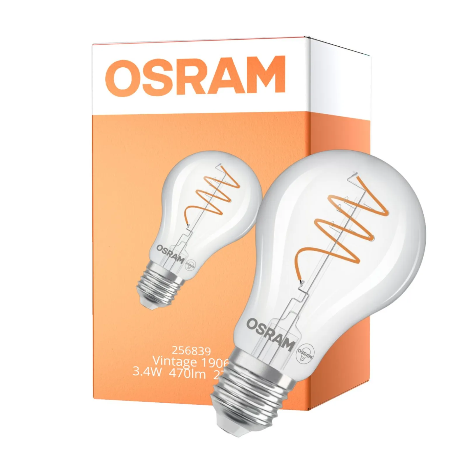 Osram Vintage 1906 Classic LED E27 Päron Filament Klar 3.4W 470lm - 827 Extra Varm Vit | Ersättare 40W