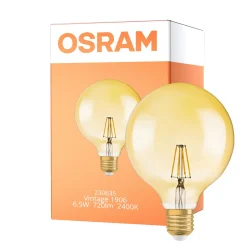 Osram Vintage 1906 LED E27 Globe Filament Guld 125mm 7W 650lm - 824 Extra Varm Vit | Ersättare 40W