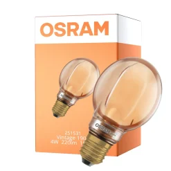 Osram Vintage 1906 LED E27 Globe Filament Guld 80mm 4W 220lm - 818 Extra Varm Vit | Dimbar - Ersättare 22W