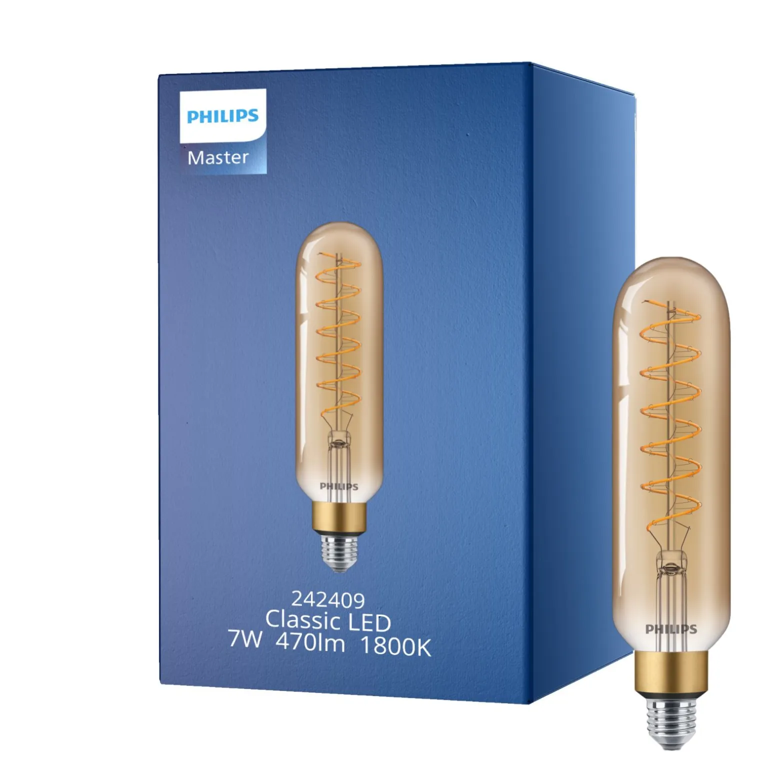 Philips Classic LED E27 Tubular Filament Guld 7W 470lm - 820 Extra Varm Vit | Ersättare 40W