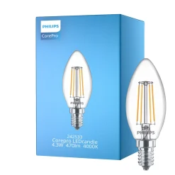 Philips Corepro LED Kronljus E14 Filament Klar 4.3W 470lm - 840 Kallvit | Ersättare 40W
