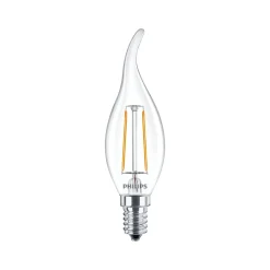 Philips Corepro LED Kronljus E14 Bøyd spiss Filament Klar 2W 250lm - 827 Extra Varm Vit | Ersättare 25W