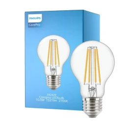 Philips Corepro LED Lampa E27 Päron Klar 10.5W 1521lm - 827 Extra Varm Vit | Ersättare 100W