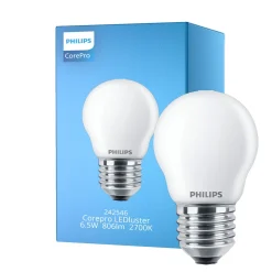 Philips Corepro LED Lustre E27 boll Matt 6.5W 806lm - 827 Extra Varm Vit | Ersättare 60W
