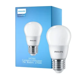 Philips Corepro LED Lustre E27 boll Matt 7W 806lm - 827 Extra Varm Vit | Ersättare 60W