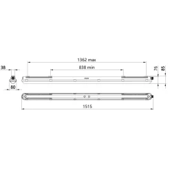 Philips LED Allmänbruksarmatur Vattentät CoreLine WT120C G3 75W 12000lm - 840 Kallvit | 150cm - Ersättare 2x58W
