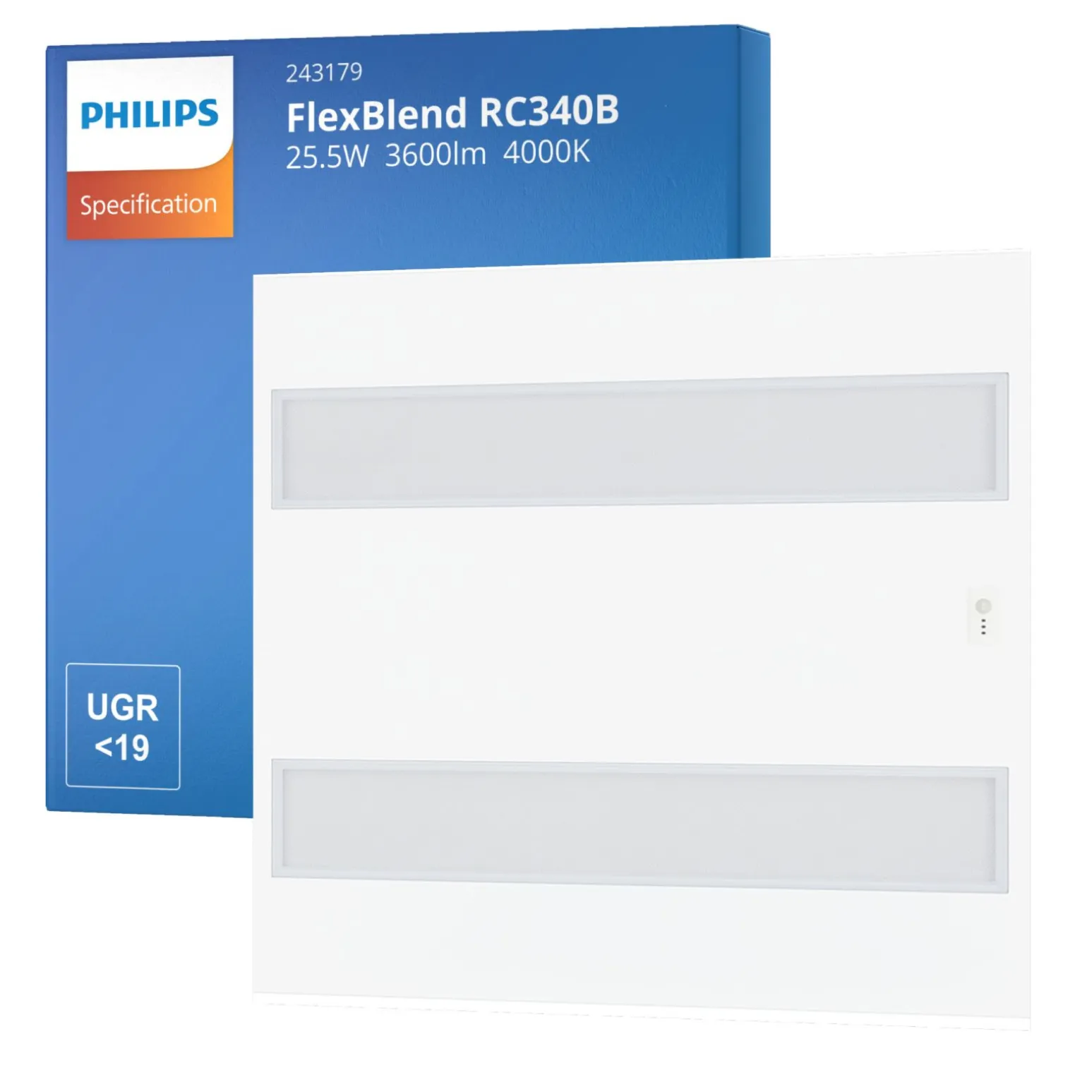 Philips LED Panel FlexBlend RC340B Vit 25.5W 3600lm - 940 Kallvit | 60x60cm - UGR <19 - Bästa färgåtergivning - Rörelse- och ljussensor