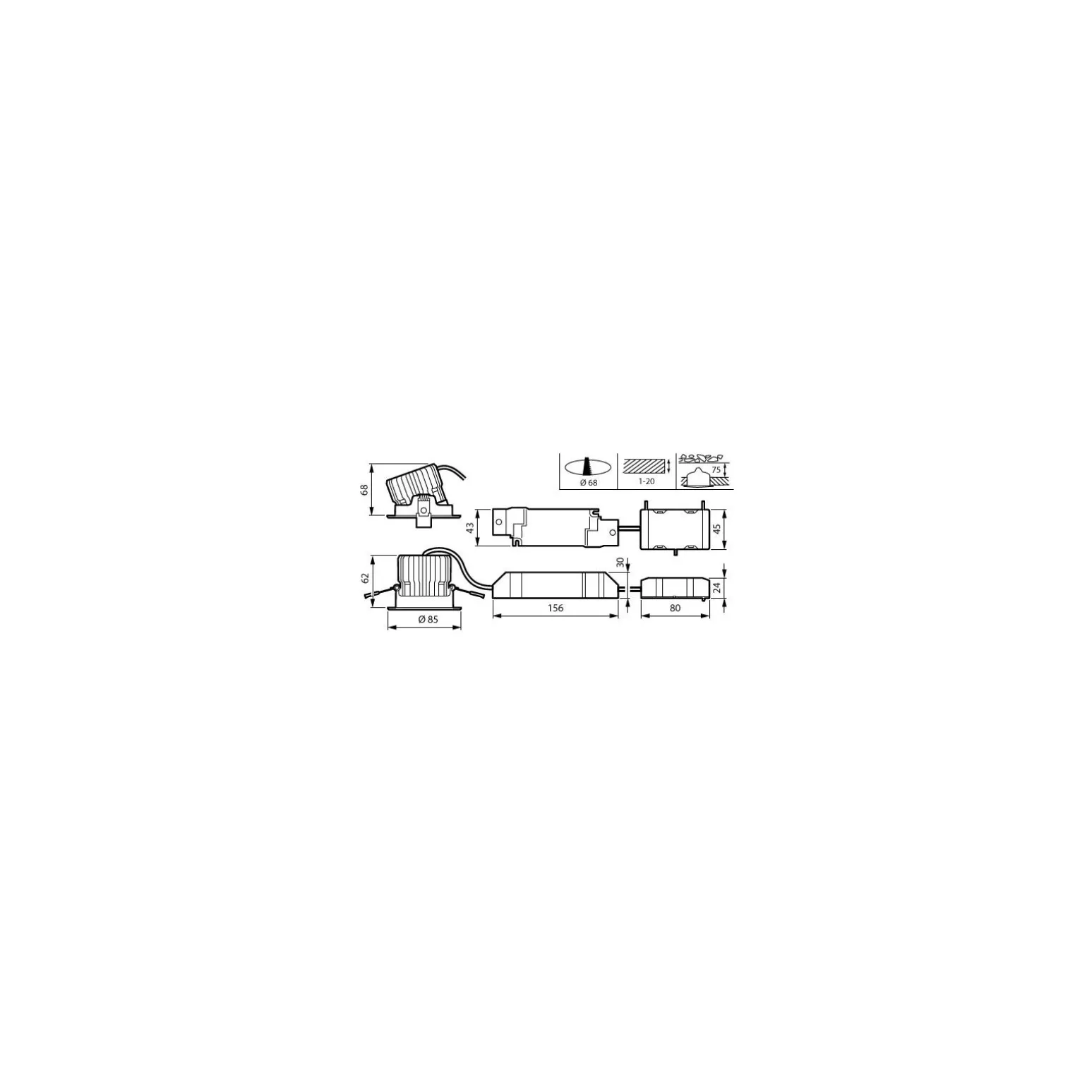 Philips LED Spot RS156B CoreLine Aluminium Vit 12W 1380lm 36D - 840 Kallvit | 85mm - Utskärning 68mm - IP20/44 - Interact Dimbar