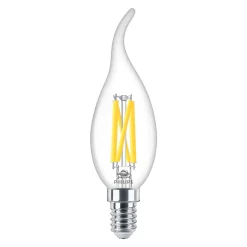 Philips MASTER LED E14 Böjd-tip Kronljus Filament Klar 3.4W 470lm - 922-927 Dim To Warm | Bästa Färgåtergivning - Dimbar - Ersättare 40W