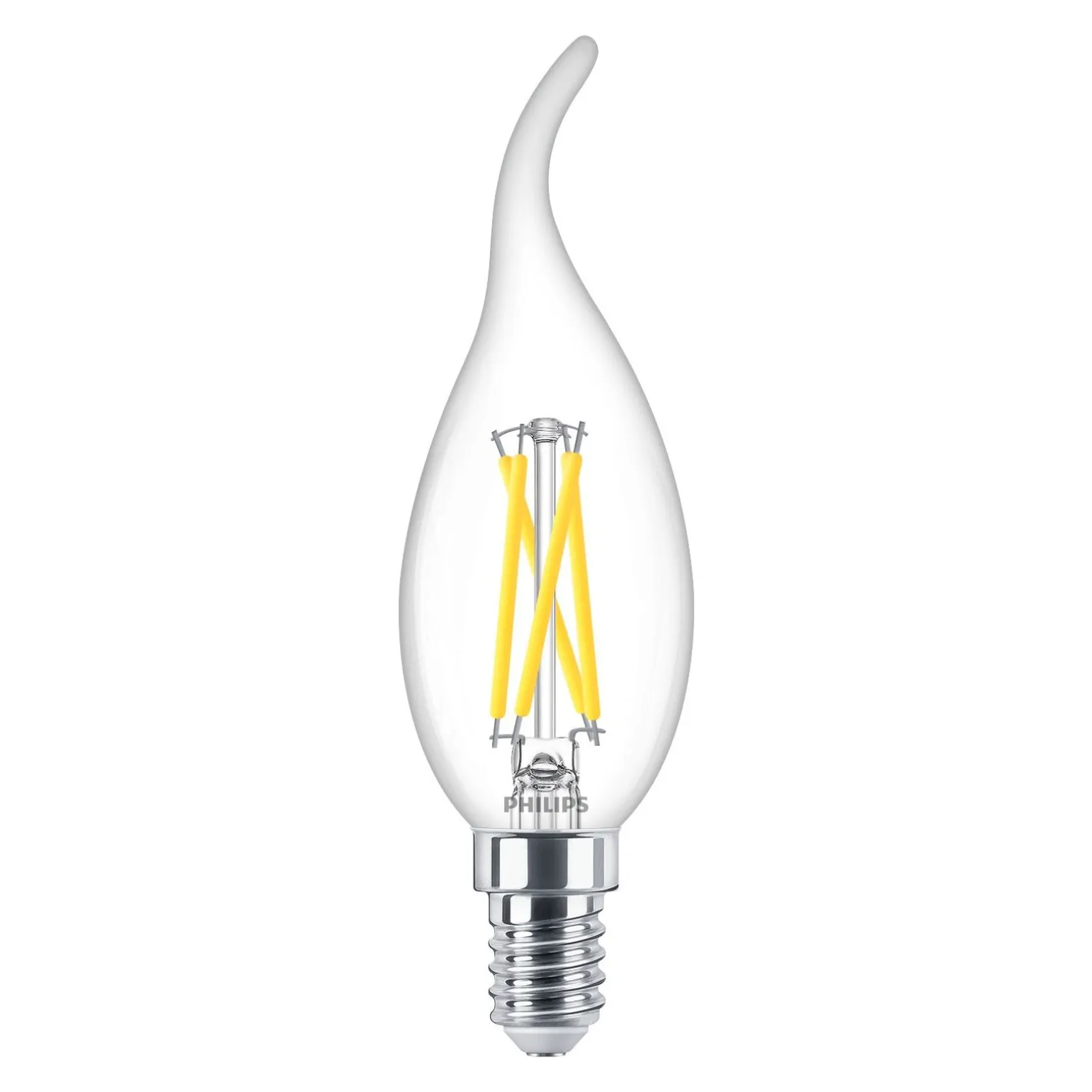 Philips MASTER LED E14 Böjd-tip Kronljus Filament Klar 2.5W 340lm - 922-927 Dim To Warm | Bästa Färgåtergivning - Dimbar - Ersättare 25W