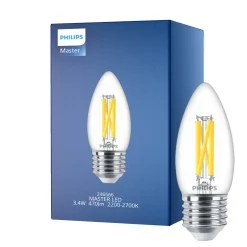 Philips MASTER LED E27 Kronljus Filament Klar 3.4W 470lm - 922-927 Dim To Warm | Bästa Färgåtergivning - Dimbar - Ersättare 40W