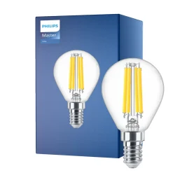 Philips Master Value LED Lustre E14 boll Filament Klar 3.4W 470lm - 927 Extra Varm Vit | Bästa färgåtergivning - Dimbar - Ersättare 40W
