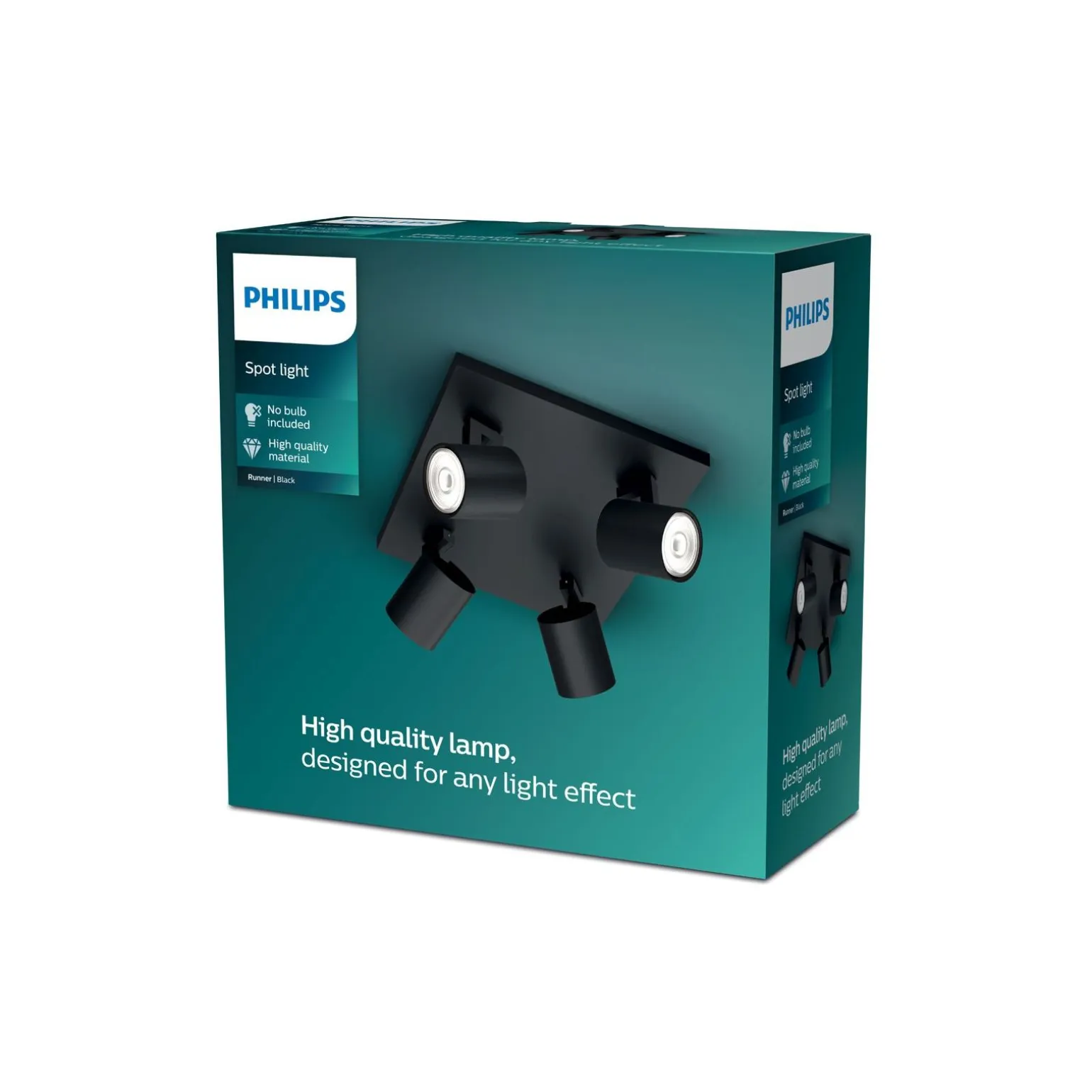 Philips Runner LED Spot Metall Svart | Passande för 4x GU10