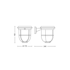 Philips Solar Radii Vägglampa Metall Svart 1.3W 250lm - 830 Varm Vit | IP44