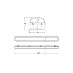THORNeco LED Allmänbruksarmatur Vattentät Julie 55W 6300lm - 840 Kallvit | 150cm - 3 Timmar Nödbelysning